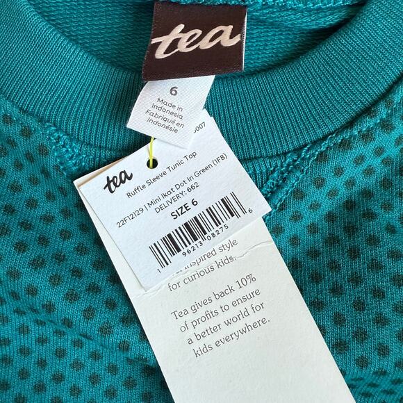 NEW Tea Collection Ruffle Sleeve Tunic Top Polka Dots 6 - Picture 5 of 6